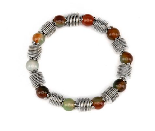 Generico Alchimia Bracciale Elastico In Pietre Naturali - Ematite 6mm Con Pendente Albero Della Vita, Cristalloterapia, Unisex Made In Italy